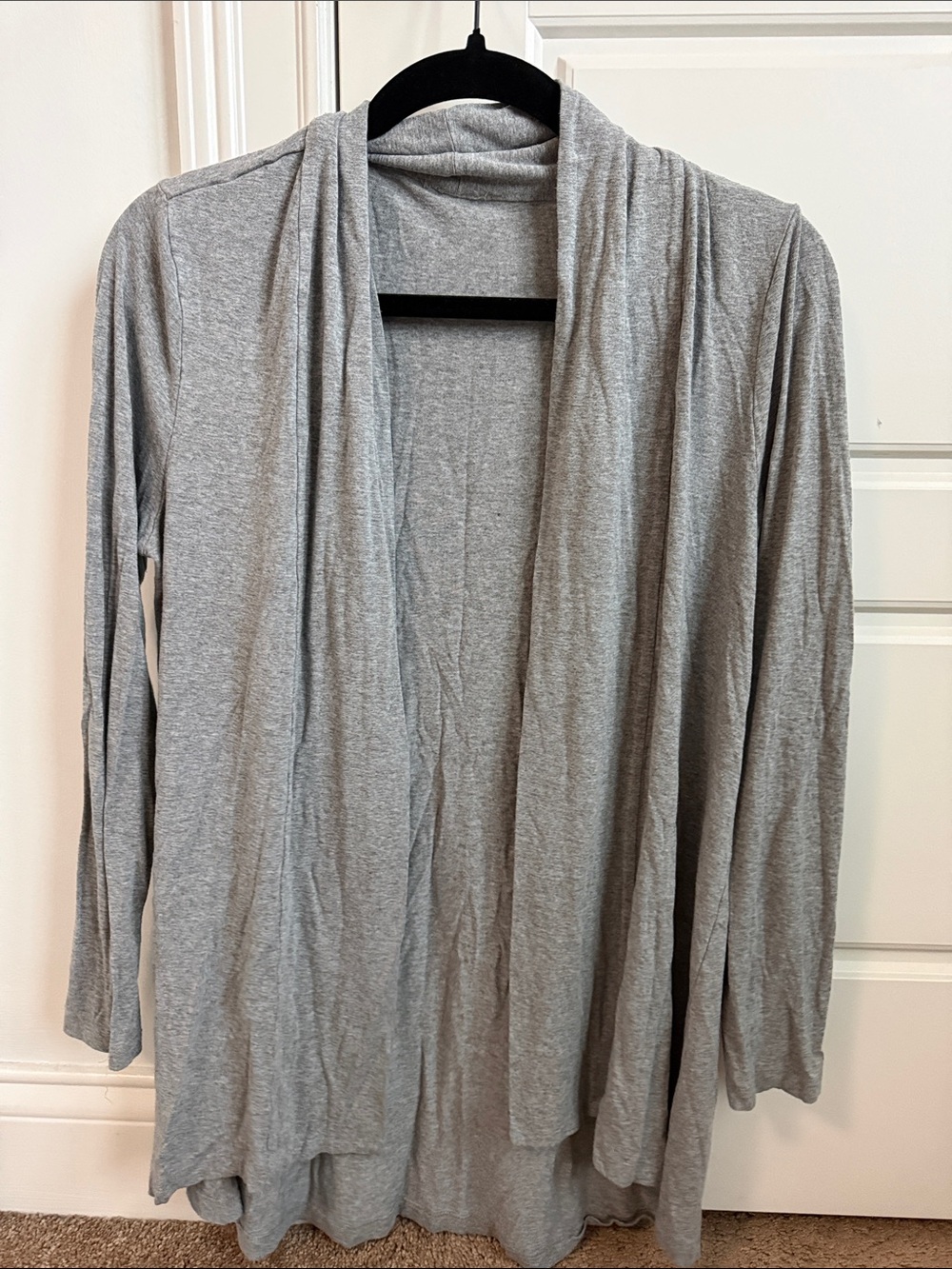 Light Gray Open Front Draped Cardigan